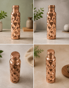 Botella de Agua de Cobre Martillado con Acabado de Diseño en Relieve, Tapa de Rosca Hermética, Botella Ayurvédica para Hidratación Diaria - Product Image 5