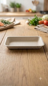 Assiettes rectangulaires compostables en bagasse de 7 pouces - Assiette de service jetable écologique en fibre de canne à sucre - Product Image 4
