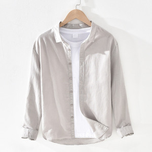 Camisa de Lino y Algodón de Manga Larga para Hombre, Camisa Casual de Lino de Alta Calidad, Camisa Casual Holgada de Algodón para Verano - Product Image 1