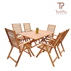 ThinhPhu DAVID <b>Dining</b> Set Teak Wood Outdoor Garden Set 7 Seater <b>Foldable</b> Patio <b>Table</b> <b>Chairs</b> Modern Design Solid Wood Furniture 1 - Product Image 1