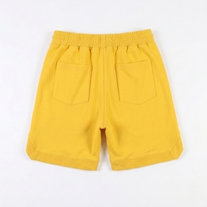 2026 Men Solid Yellow Drawstring Shorts Casual Mid Waist Knitted Breathable With Pockets - Product Image 3