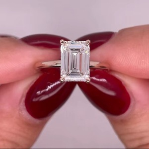 Creative <b>Craft</b> Moissanite Emerald Cut Diamond <b>Ring</b> Original 925 Silver Fine Modern Style Gold Plated Gift Jewelry For Birthdays - Product Image 1