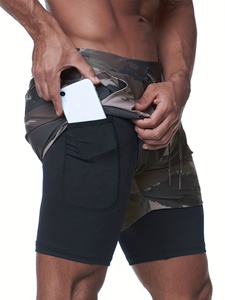Men's Camouflage Quick Dry Shorts <b>Mid</b> Waist Drawstring Elastic Fit Casual Outdoor Athletic Training Sport Shorts - Product Image 2