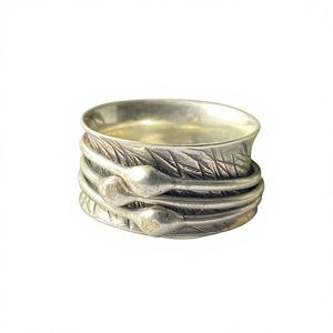 Anillo Giratorio Clásico de Plata de Ley 925 Bicolor con Engaste de Bisel para Alivio de la Ansiedad, Meditación, Anillo Antiestrés, Boda y Compromiso al por Mayor - Product Image 1