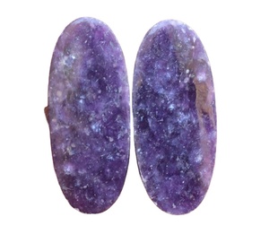 Cabochon de pierre précieuse violette, 1 paire de pierres précieuses, en lépidolite naturelle, pour boucles d'oreilles, piston ample, vente en gros - Product Image 1
