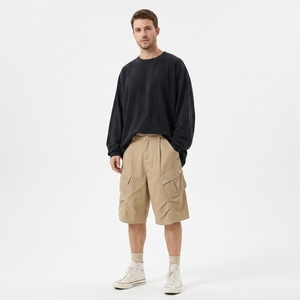 Pantalones Cortos Vaqueros Vintage Unisex Personalizados al por Mayor, Estilo Holgado de Verano, con Acabado Lavado, Moda Urbana, Bordes sin Rematar, Bolsillos Utilitarios, Estilo Hip Hop - Product Image 3