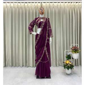 Belles robes de soirée Mirror Work Lehenga Saree pour les fêtes - Product Image 5