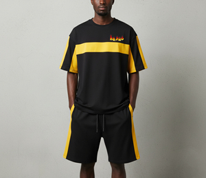 2026 Summer Oversized Men's short <b>set</b> Drop Shoulder O-Neck Short Sleeve Baggy Fit 100% Cotton Plus Size man 2 piece <b>set</b> - Product Image 4