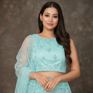 Lehenga Choli de Diseño para Mujer, con Bordado Intenso, Falda Acampanada, Dupatta de Tela Suave, para Bodas, Fiestas y Eventos Festivos, Largo hasta el Suelo - Product Image 3