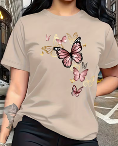 Women's Floral Embroidered Soft Stretch Casual T-Shirt-Short <b>Sleeve</b> Crew Neck Loose Fit for Spring/Summer - Product Image 6