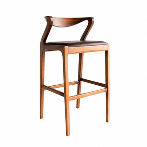 Export Quality Durable Teak Wood Contemporary Aero Sculptural Commercial Barstool Bar Chair <b>Cushioned</b> Oscar Seat Cafe Counter - Product Image 1
