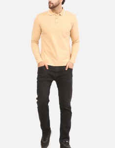 Polo pour hommes à manches longues, coupe classique, avec empiècements contrastants, logo personnalisé OEM, en piqué 50% coton/50% polyester, 220 GSM, vente en gros - Product Image 2
