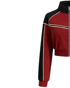 Chaqueta Deportiva Corta Roja y Negra para Mujer, con Cierre, para Gimnasio, Fitness, Ropa Deportiva, con Rayas en Contraste, Proveedor OEM - Product Image 3