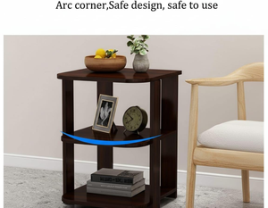 Table de chevet moderne en bois avec trois niveaux de rangement, table d'appoint compacte, table de chevet, table d'appoint de canapé pour chambre à coucher et salon - Product Image 6