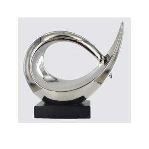 Escultura de círculo abstracto con acentos modernos con Base de mármol, escultura de Mesa para el hogar, escultura de regalo de boda hecha a mano de Metal para oficina - Product Image 6