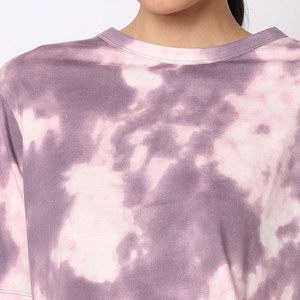INDEX APPAREL Women's Tie Dye Crop <b>Top</b> O-Neck Short Sleeve Knitted Breathable Casual Spring Summer Wear - Product Image 5
