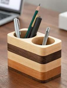 Boîte de rangement de bureau en bois pour crayons et fournitures de papeterie - Product Image 5