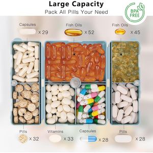 Portable 7 Compartment Travel <b>Pill</b> Organizer 2 Pcs Daily Folding <b>Pill</b> <b>Storage</b> <b>Cases</b> with Purse Pocket Design - Product Image 3