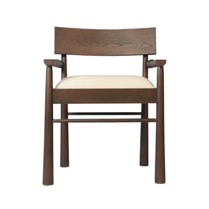 Silla de Comedor de Madera Maciza de Teca con Reposabrazos y Asiento Tapizado, Muebles Modernos de Estilo Nórdico para Restaurante y Hotel - Product Image 1