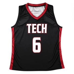 Maillots de lacrosse noirs sublimés personnalisés en gros – Tenues d'équipe respirantes en maille, uniformes de lacrosse, maillots d'entraînement sans manches à col en V - Product Image 1