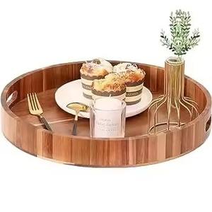 Bandeja de Servicio de Madera Natural Multiusos para Té, Café y Aperitivos, Tabla de Exhibición para Servicio a la Habitación de Hotel - Product Image 1