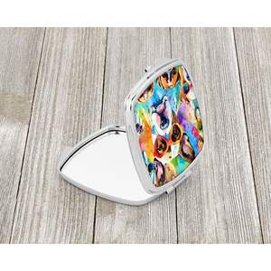 Espejo de maquillaje de viaje decorativo compacto para mujer, Hippie Dawg bóxer, diseño de mano plegable, regalo de bolsillo para niñas - Product Image 2