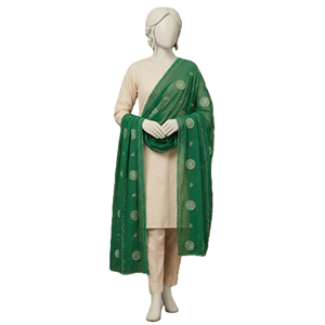 Châle en mousseline vert pour femme, motif à pois brodé, léger, respirant, écharpe ethnique, usage quotidien, hijab, style élégant - Product Image 1
