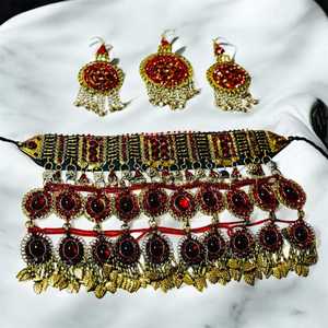 Nouveauté 2026 : Parures vintage afghanes faites à la main en acier inoxydable de haute qualité, avec collier et boucles d'oreilles pour femmes, coloris et designs personnalisés - Product Image 5