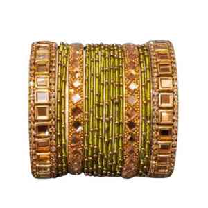 Ensemble de bracelets de mariage islamiques tendance et luxueux en perles Kundan plaqués or, bijoux pour femmes - Product Image 6