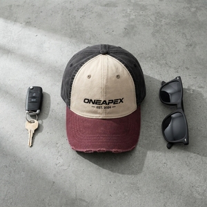 Casquette de camionneur ONEAPEX à 6 panneaux, réglable, unisexe, décontractée, avec logo brodé sur le panneau avant, design bordeaux, noir, beige - Product Image 3