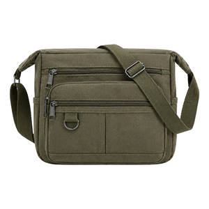 Sac messager en toile vintage, imperméable, avec protection RFID, léger, fermeture éclair, grande capacité, multi-poches, sac pour ordinateur portable - Product Image 1