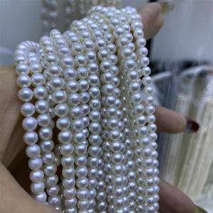 Collier en perles d'eau douce naturelles de 4-5 mm, blanc brillant, Akoya, semi-fini, chaîne de clavicule, collier de perles presque fini, vente en gros - Product Image 4