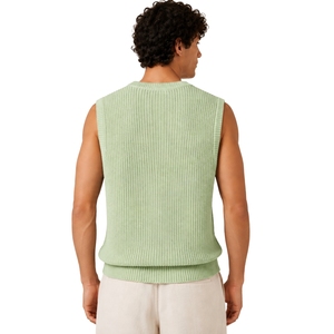 Chaleco de Punto Verde Menta para Hombre, Cuello en V, Sin Mangas, Suave, Ligero, Informal, a la Moda, con Logotipo Personalizado, Fabricante OEM - Product Image 2