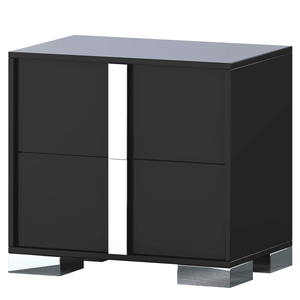 Elegant Modern Nightstand with Metal Handle Black <b>Mirrored</b> <b>Bedside</b> <b>Table</b> 2 Drawers for Bedroom Living Room for Home Apartment - Product Image 4