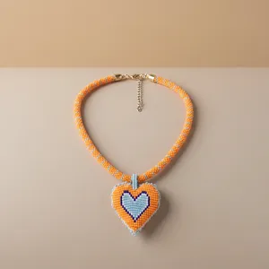 Seed Beaded Red <b>Blue</b> Boho Gold Plated Heart Shape Pendent with Love You Text Unisex Beaded <b>Necklace</b> for Men and Women - Product Image 2