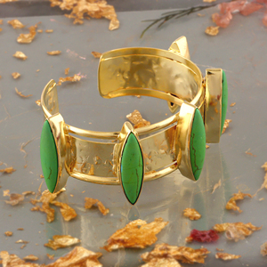 Fashion cuff <b>bracelet</b> peridot green <b>copper</b> turquoise marquise shape wide cuff <b>bracelet</b> 18k gold plated women jewelry <b>bracelets</b> - Product Image 4