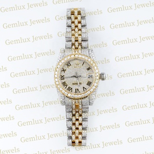 Luxury Wear Pass Diamond Tester Romen Dial D VVS Iced Out Moissanite Diamond Auto Date Reloj Hip Hop de dos tonos para hombres - Product Image 1