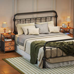 Table de Chevet Rustique en Bois Massif de Mangue, Lot de 2, avec Station de Recharge et 2 Tiroirs, Table d'Appoint Moderne Faite à la Main - Product Image 3