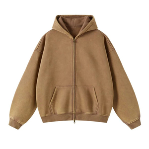 Sweat à capuche décontracté pour homme, personnalisé, hiver, épais, thermique, zippé, coupe oversize, 100% coton French Terry, impression numérique, épaules tombantes - Product Image 1