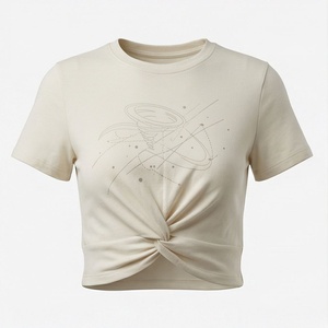 เสื้อครอปท็อปผ้าฝ้ายสีตามสั่งสำหรับผู้หญิง น้ำหนักเบา สวมใส่สบาย เหมาะสำหรับใส่ทุกวัน สตรีทแวร์ ฟิตเนส ออกกำลังกาย เสื้อยืดแอคทีฟแวร์ - Product Image 1