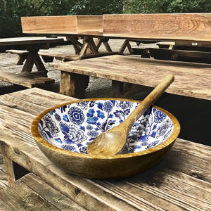 Saladier en bois artisanal durable |   Bol de service circulaire en bois de sheesham naturel imprimé UV pour la cuisine et la salle à manger - Product Image 2