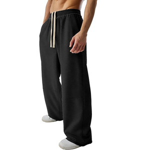 Men's <b>Black</b> Sweatpants Elastic Waist Drawstring Casual Pants With Side Pockets Breathable Knitted Cotton Autumn Wear - Product Image 2
