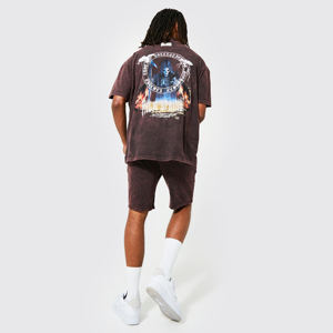 Conjunto de Moda Invernal de 2 Piezas para Hombre de Alta Calidad, Camisetas con Capucha de Manga Corta de Tela Personalizada, Secado Rápido, Diseño a Cuadros, Color Sólido Informal - Product Image 5