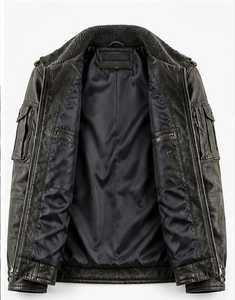 TACTICAL <b>LEATHER</b> <b>JACKET</b> <b>FOR</b> <b>MEN</b> WITH STAND COLLAR - Product Image 5
