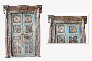 Haswani Handicrafts Antique Wooden <b>Door</b> Frame Handcrafted <b>Rustic</b> Vintage Entry <b>Door</b> Solid Wood Interior Exterior Waterproof - Product Image 2