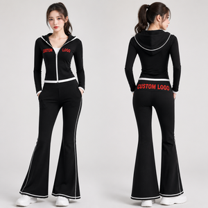 Custom Women <b>Flared</b> <b>Legging</b> Velvet Suit 2pcs Women's Sets Breathable Fit Body Velour Track Jacket Elastic Velvet 2026 - Product Image 1