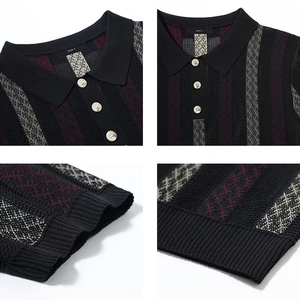 <b>Polo</b> <b>Shirt</b> Premium Quality Daily Casual Breathable Knit Tops Men 2026 Summer Fashion <b>Striped</b> Hollow Out Knitting <b>Polo</b> <b>Shirt</b> - Product Image 1