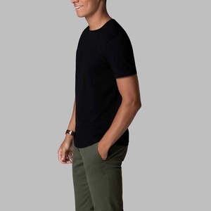 T-shirt Homme Noir en Coton Respirant Grande Taille – Qualité Supérieure, Style Urbain, Coupe Slim, Personnalisable OEM 2025 - Product Image 4