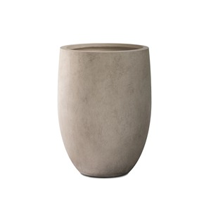 Pot de fleurs en béton minimaliste de forme elliptique, jardinière d'extérieur pour plantes vertes, utilisation en jardin, finition non enduite - Product Image 3