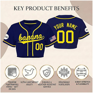T-shirt court de baseball personnalisé pour femme – Col en V, motif graphique, nom et numéro d'équipe, 100 % polyester respirant pour le jour du match - Product Image 2